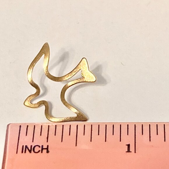 Vintage Dove Bird Lapel Tie Tac Pin Peace Holy Spirit Gold Tone Brass Silhouette - Picture 8 of 8